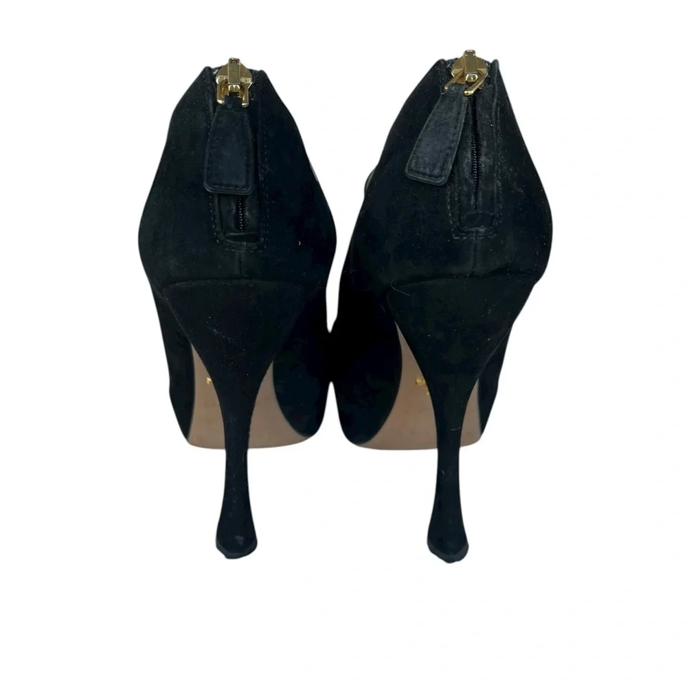 Prada Black Suede Sculpted Heels